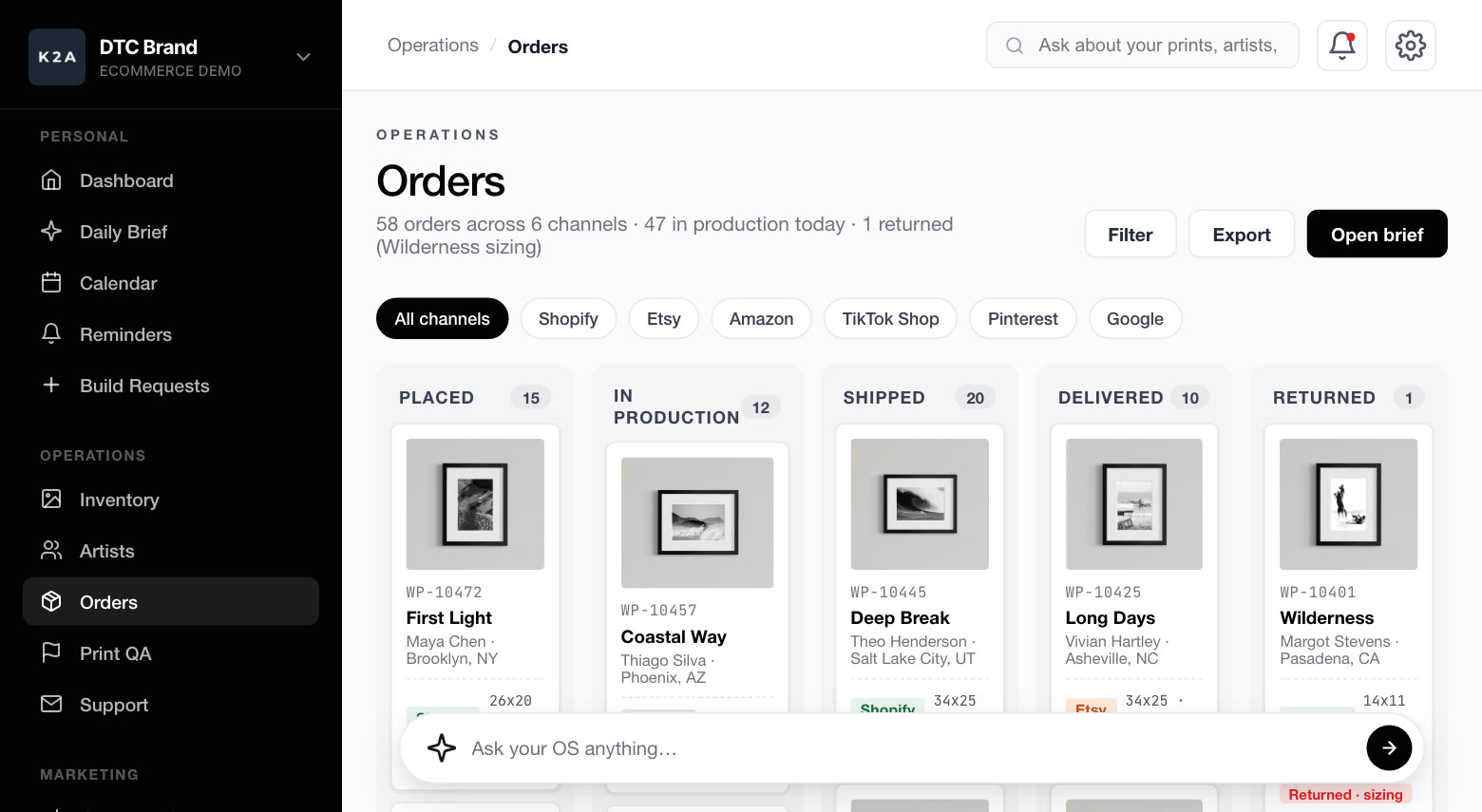 Every order, every channel, in the demo