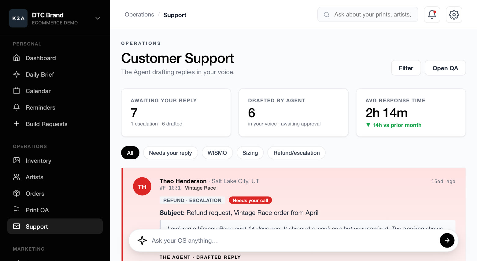 Customer support in your voice, in the demo