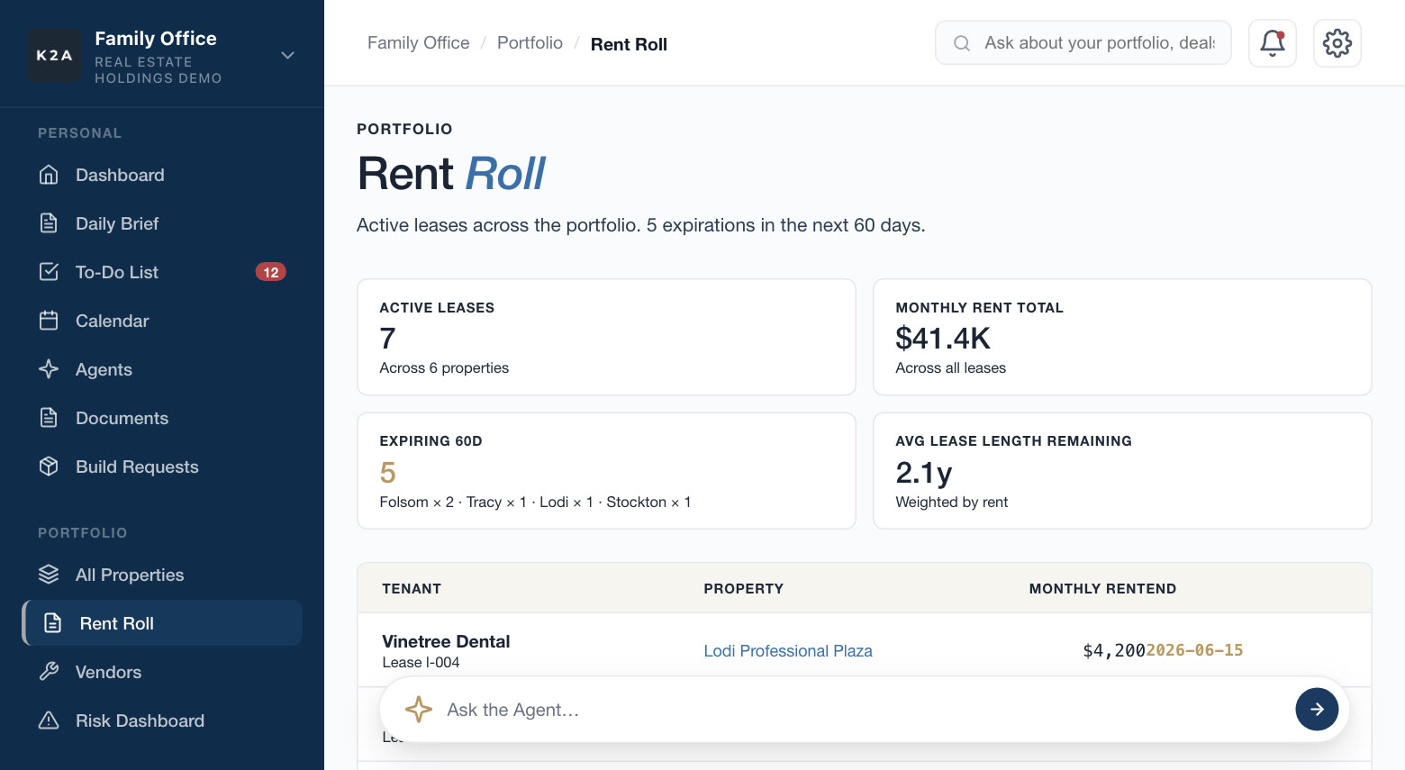 The rent roll, in the demo