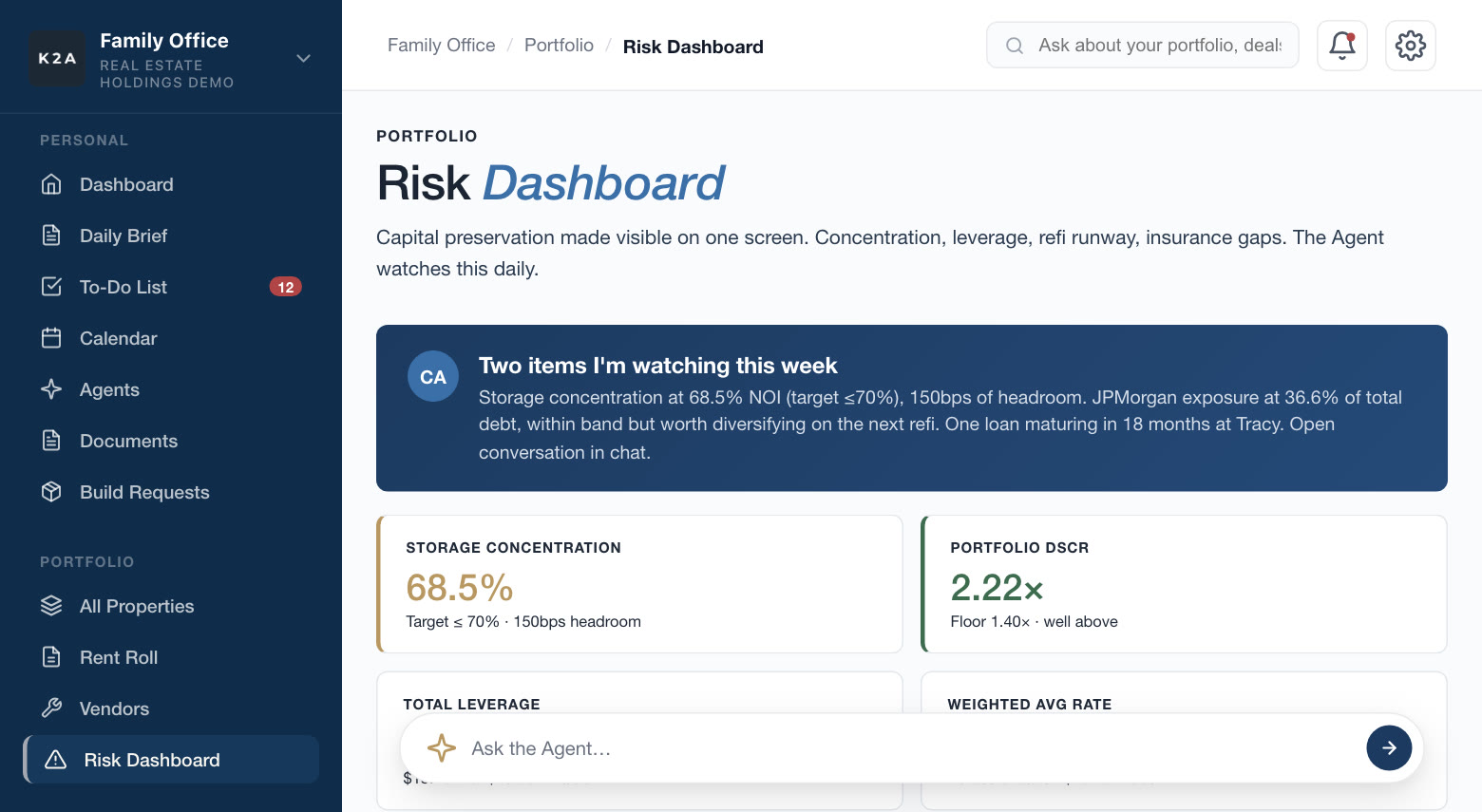 Risk on one screen, in the demo