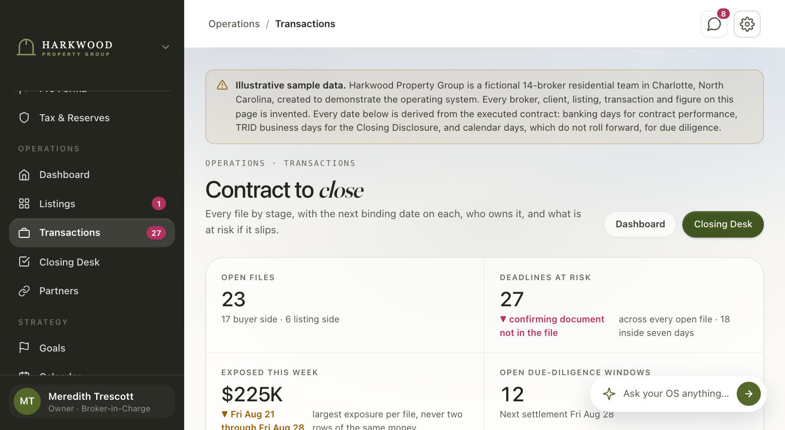 Every file from contract to close, in the demo