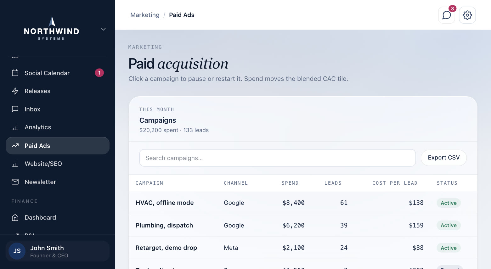 Paid ads, in a demo