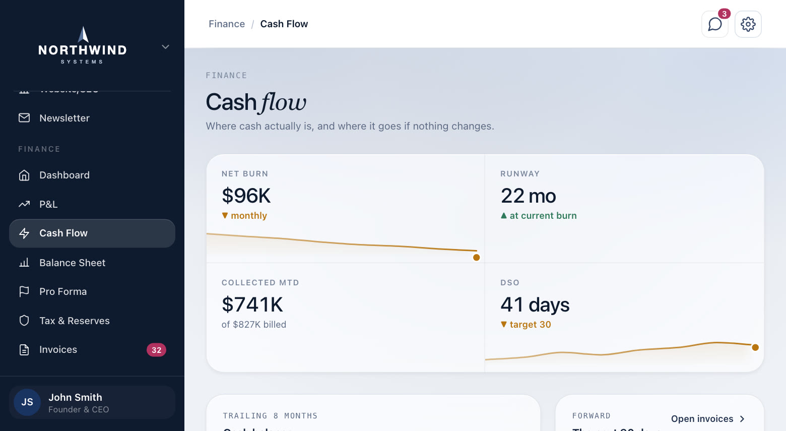 Cash flow, in a demo