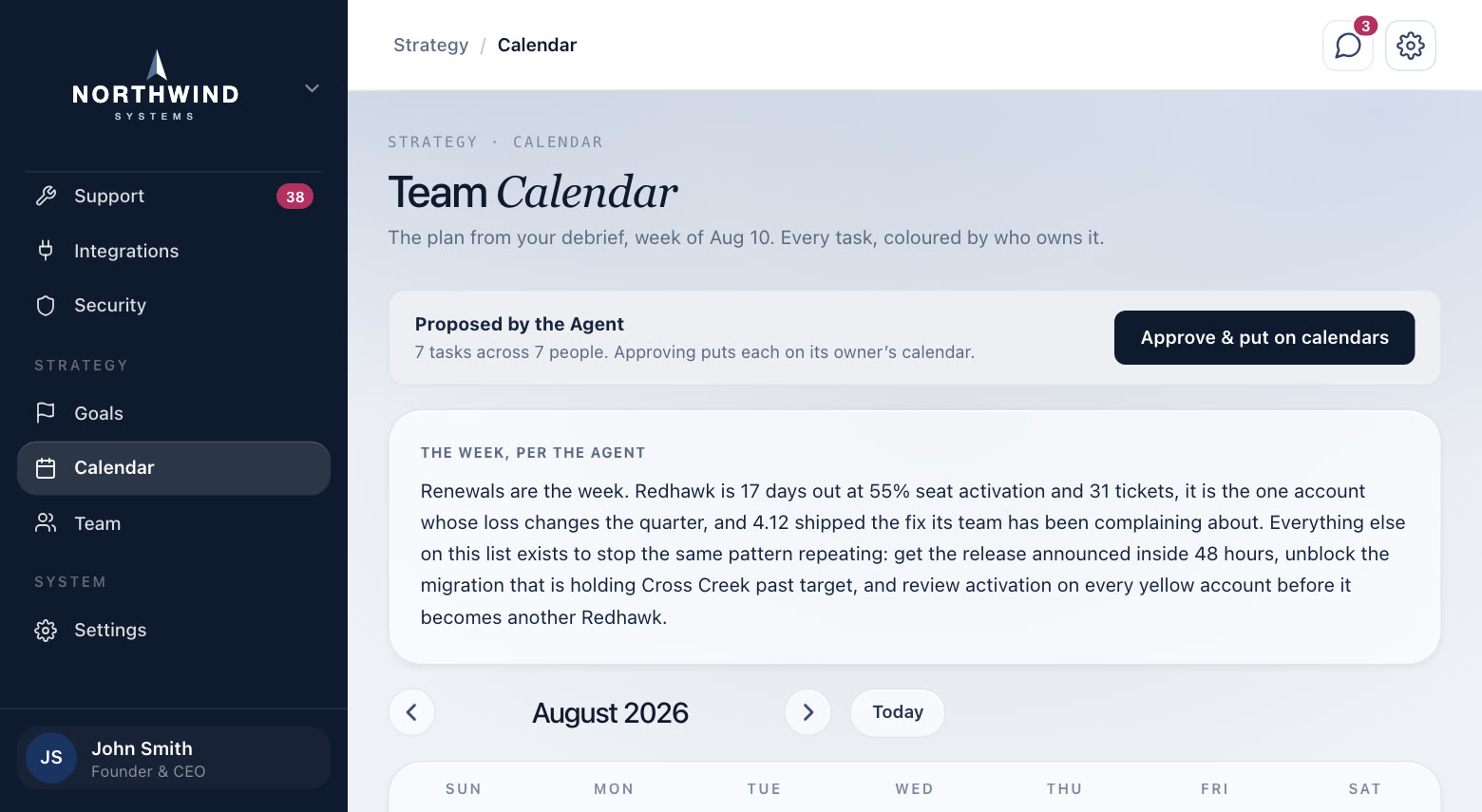 The week's plan, in a demo