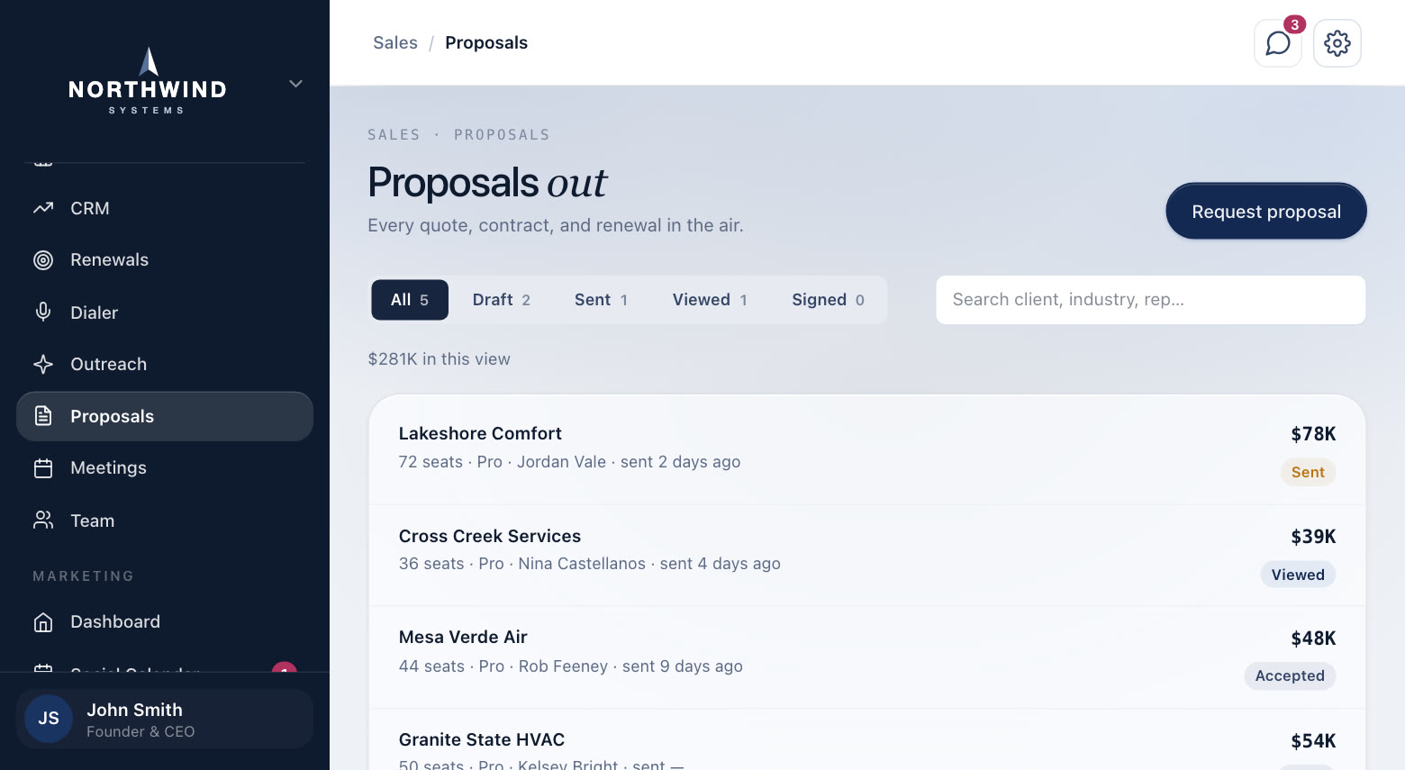 Proposals, in a demo