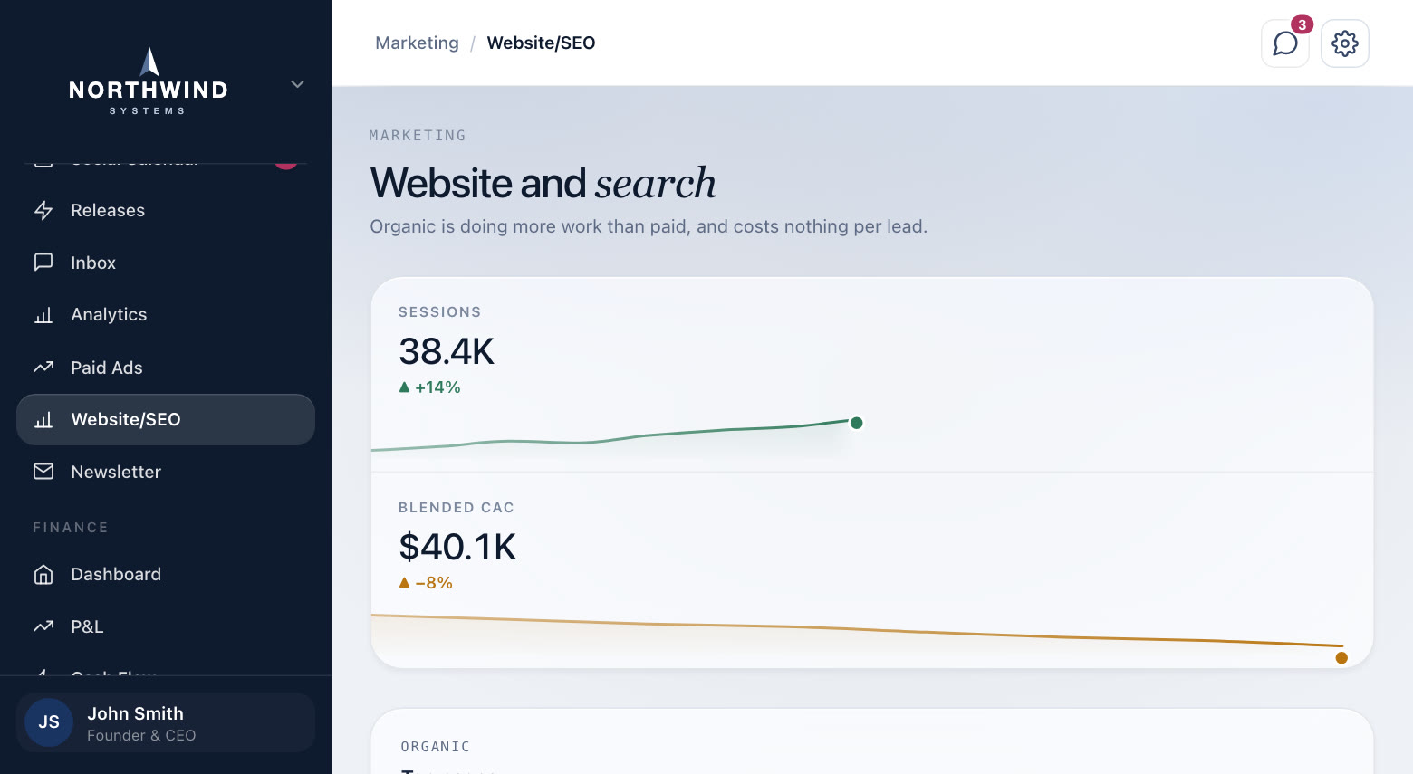 Website and search, in a demo