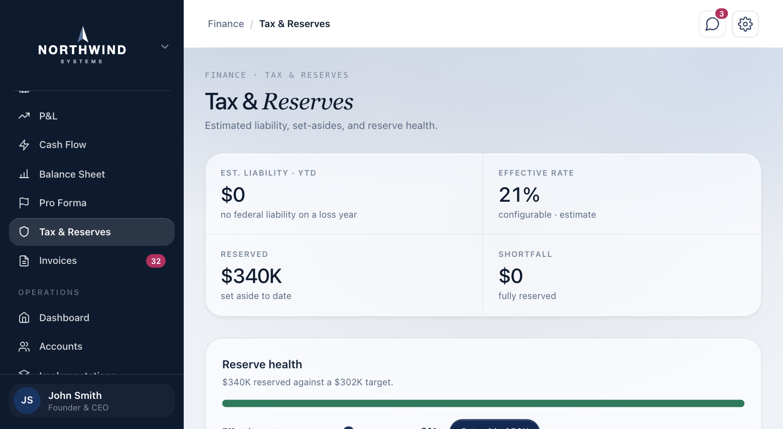 Tax and reserves, in a demo