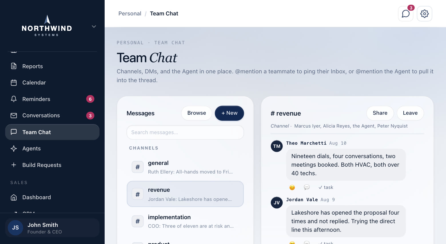 Team chat, in a demo